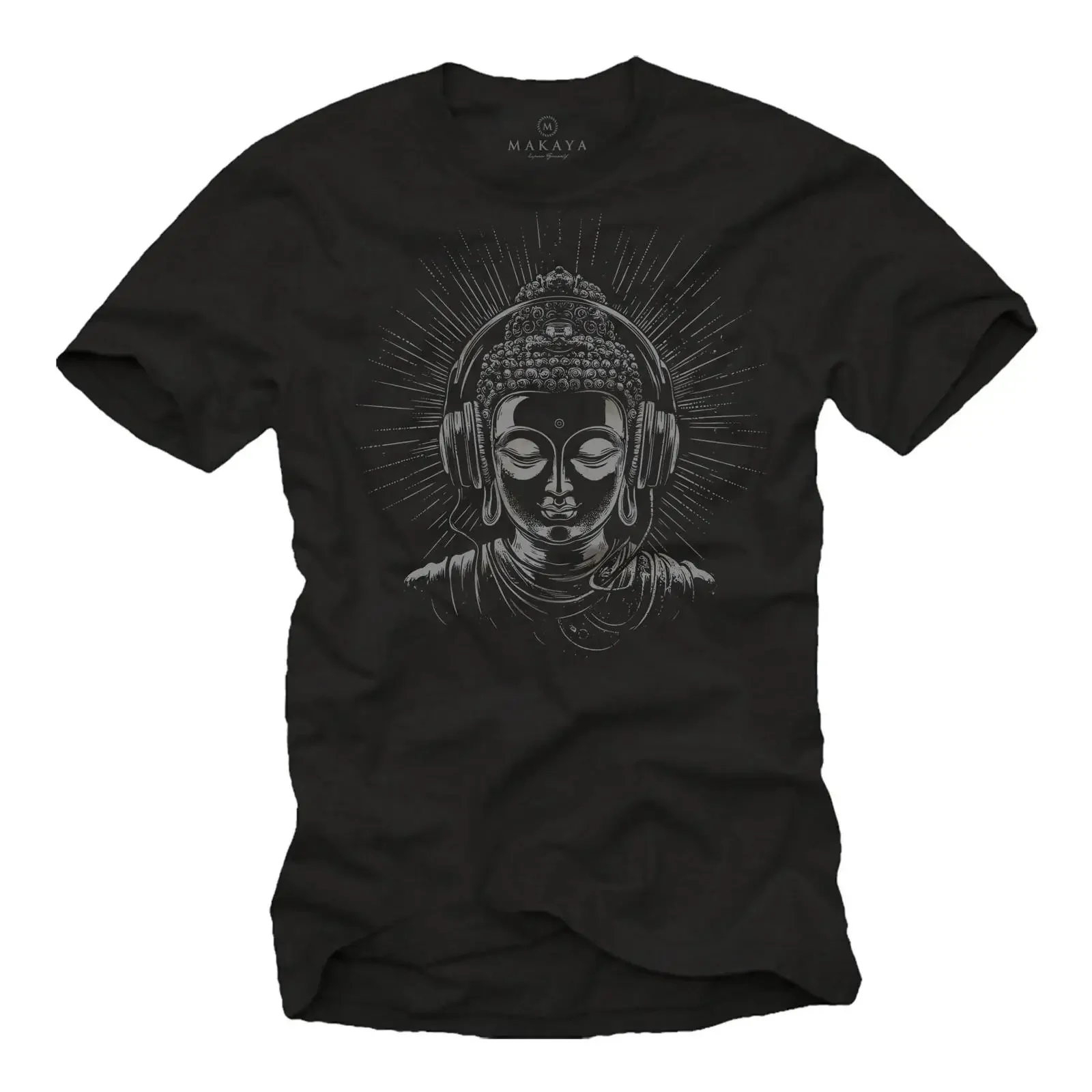 Men's Buddha with Headphones T Shirt Spiritual Esoteric Boho Yoga Style Music for Men Boys Shirtnagers vintage Washed