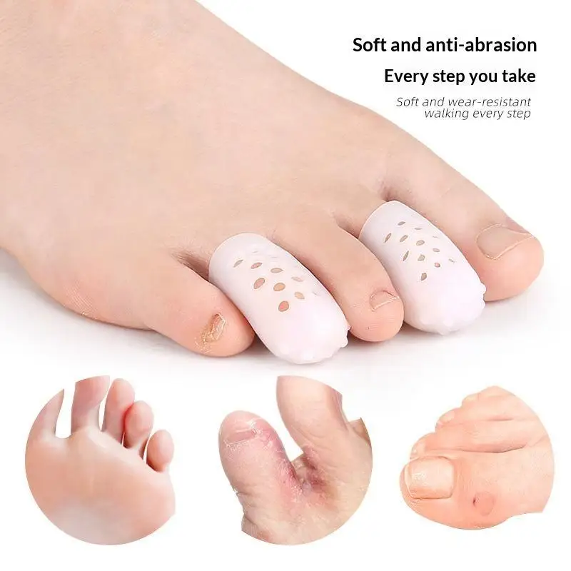 SEBS Toe Protector Sleeve Perforated Breathable Gel Toe Cap Soft Cushion for Blister Prevention Friction Reduction Walking Run