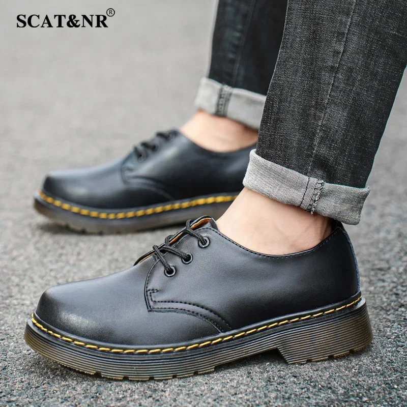 Spring New Thick Bottom Men'S Shoes Outdoor Safety Outsole Leather Work Wedding Casual Shoes Casual Oxford Lace Up Shoes