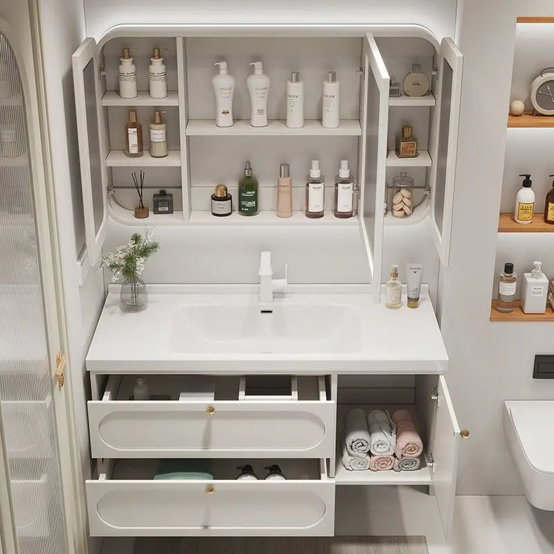 Washbasin cabinet, bathroom, gray, cream wind, ceramic integrated