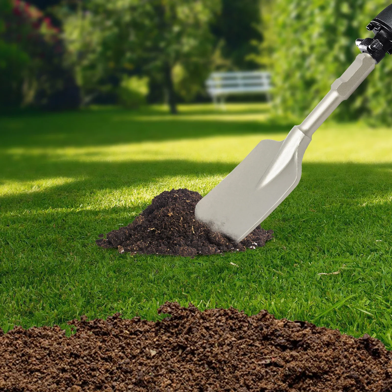 مجرفة فولاذية شديدة التحمل 40Cr - شفرة عريضة 44 سم، مقبض طويل مريح للحفر الفعال، تتضمن صندوق أدوات التخزين