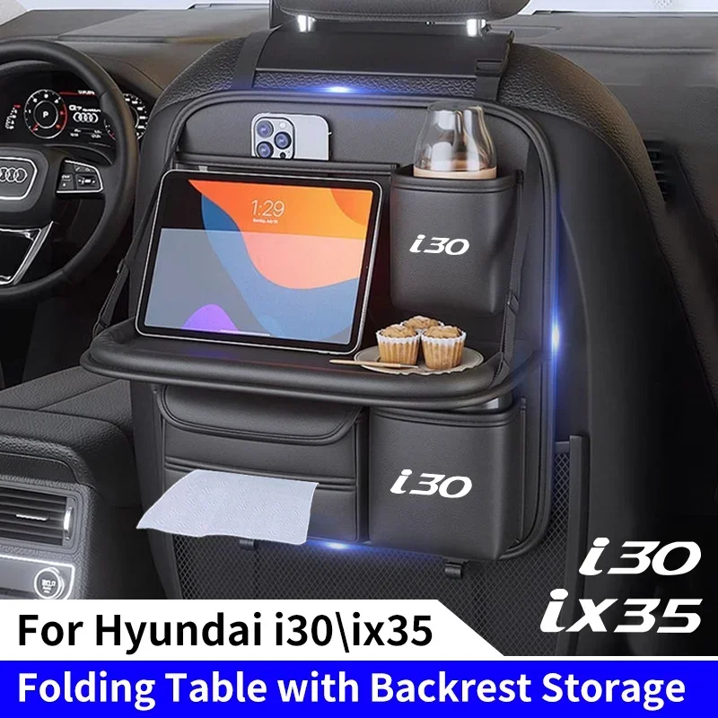 Sac de rangement pliable pour dossier de siège de voiture, porte-gobelet pour tablette, boîte à mouchoirs, Hyundai Fête 35 i30