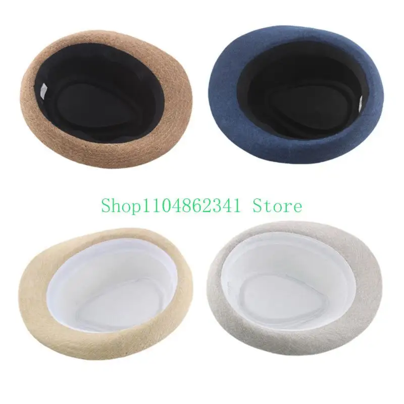 Men Classical Fedoras Hat with Black Band Short Brimmed Summer Sun Hat Gentleman Cosplays Party Costume Accessories