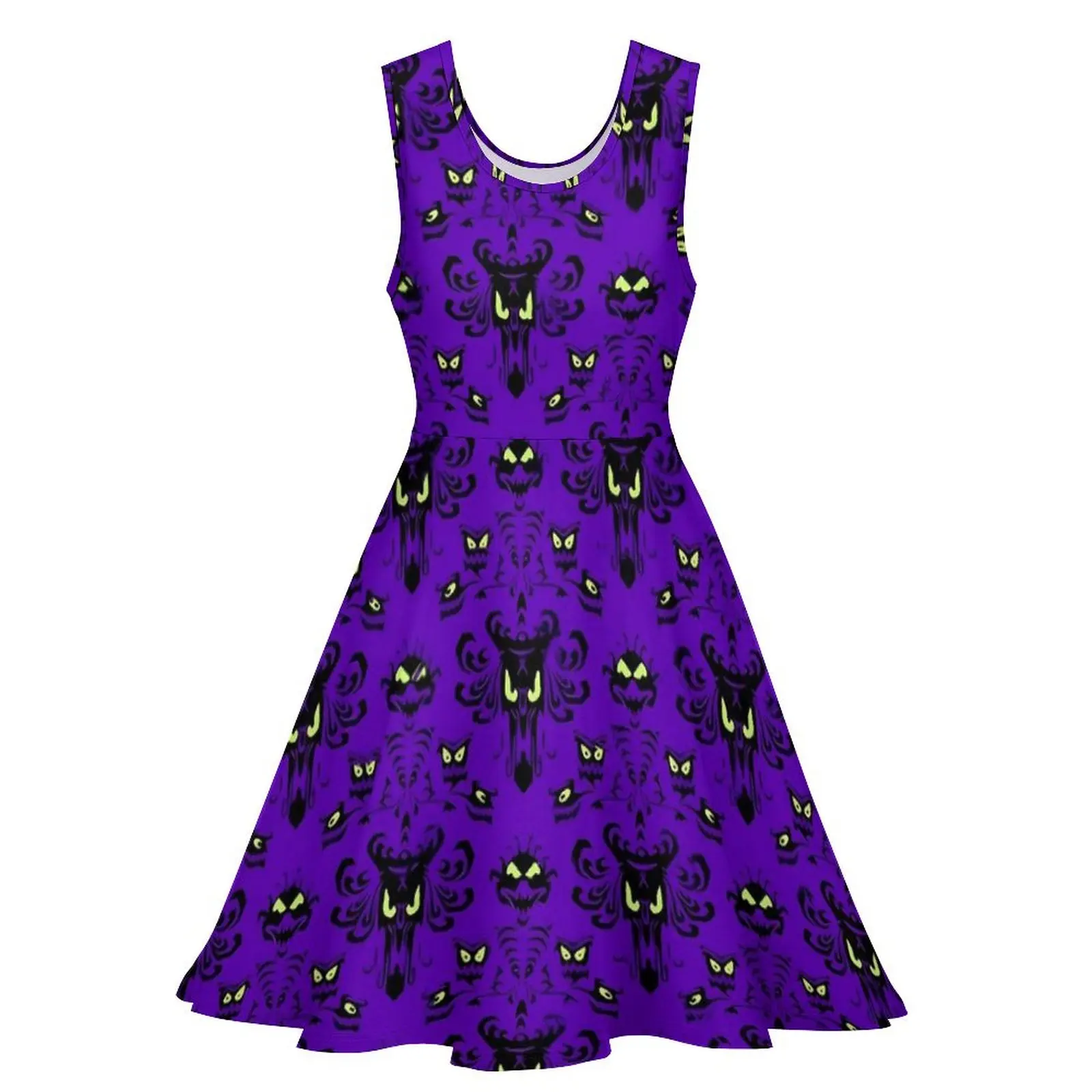 Haunted Mansion Dress Happy Haunted Night Club Dresses Sleeveless Street Wear Oversize Skate Dress Womens Design Vestidos