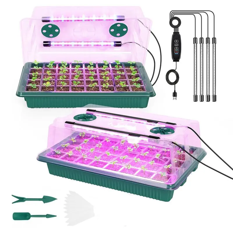 

ABGH-80 Cell Tray With Grow Lights And Heat Mat,Seed Growing Tray, Germination & Plant Propagation Station For Indoor Plants