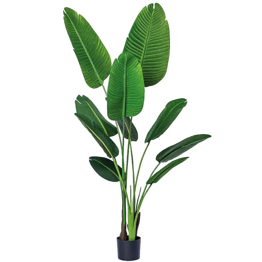 

5 Foot Artificial Silk Bird of Paradise Palm Tree Potted Plant by Bagari