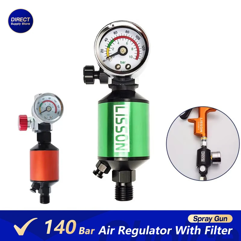 Air Regulator With Air Filter Spray Gun Air Regulator Gauge Air Spray In-Line Water Trap Filter Tools Paint Spray Gun Regulator