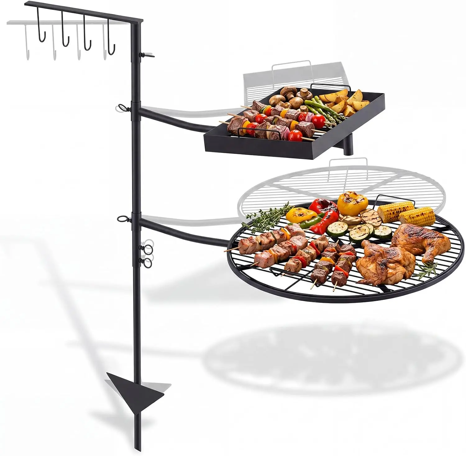 Swivel Campfire Fire Grill Grate, 22 Inch Round and 16 x 10.5 Inch Grill Grate