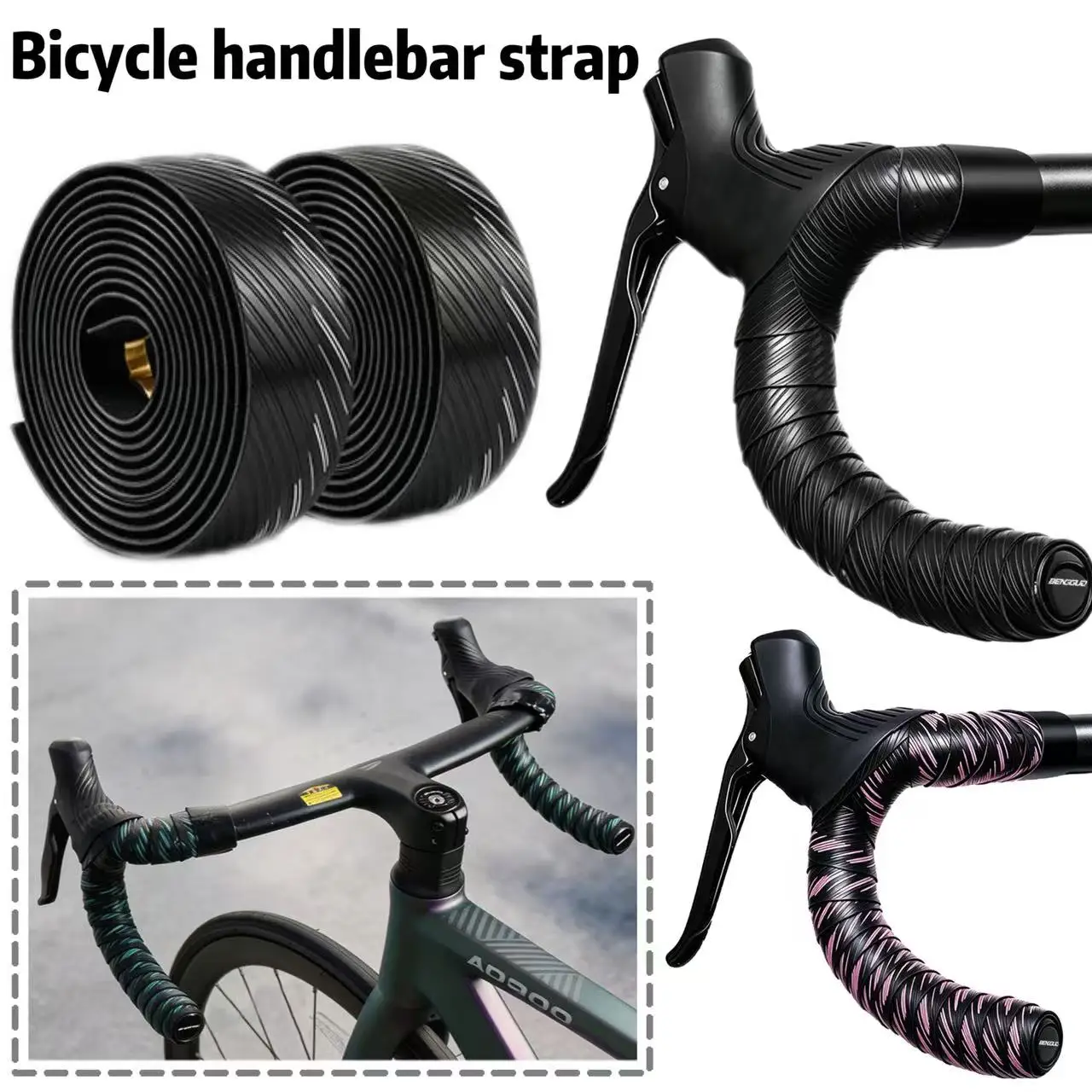 

Diagonal handlebar strap, highway handlebar strap, bicycle handlebar strap, curved handlebar shock-absorbing, anti slip, comfort