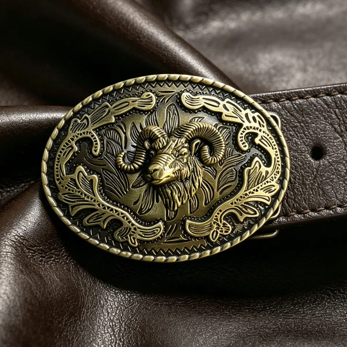 

Men's Retro Western Belt Buckle Fashionable Leather Accessory Cowboy Sheep Style Oval Shape Classic Trend
