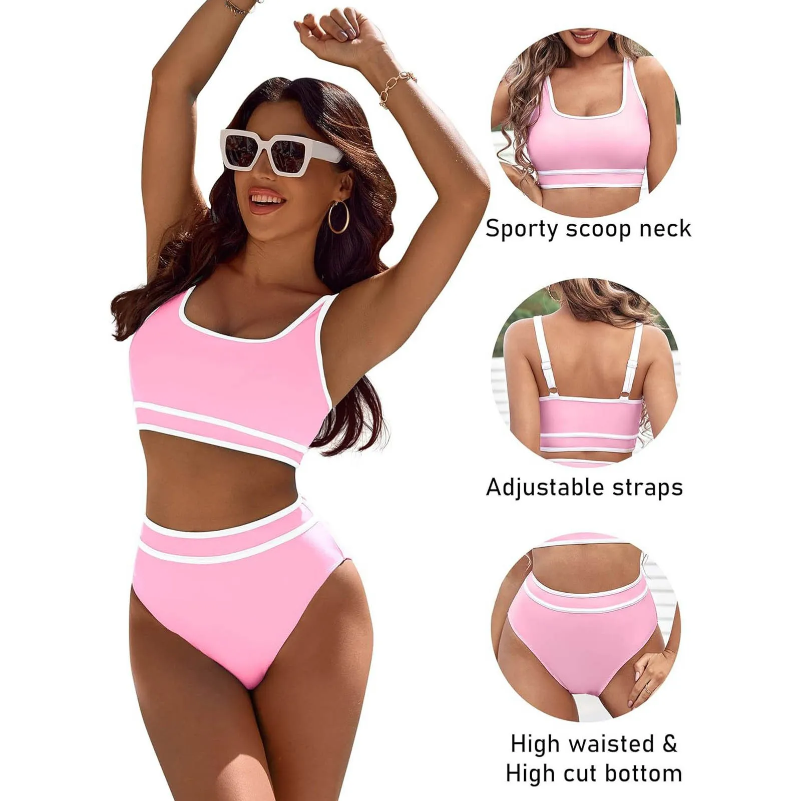 Women\'S High Waist Two Piece Tankini Swimsuit Women Y2k Swimwear Luxury Cover Up Bikini Set Spring Summer Beach Mujer купальник