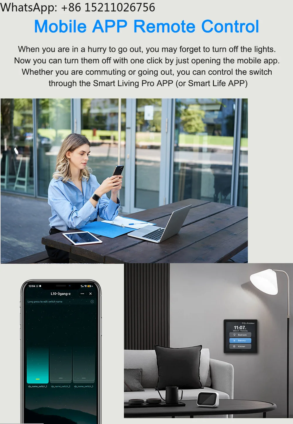 Lanbon Tuya Wifi Zigbee 3.5 Inch Smart Switch Light Switch 2 Way and 3 Way Smart Home Products APP Remote Control Alexa Google
