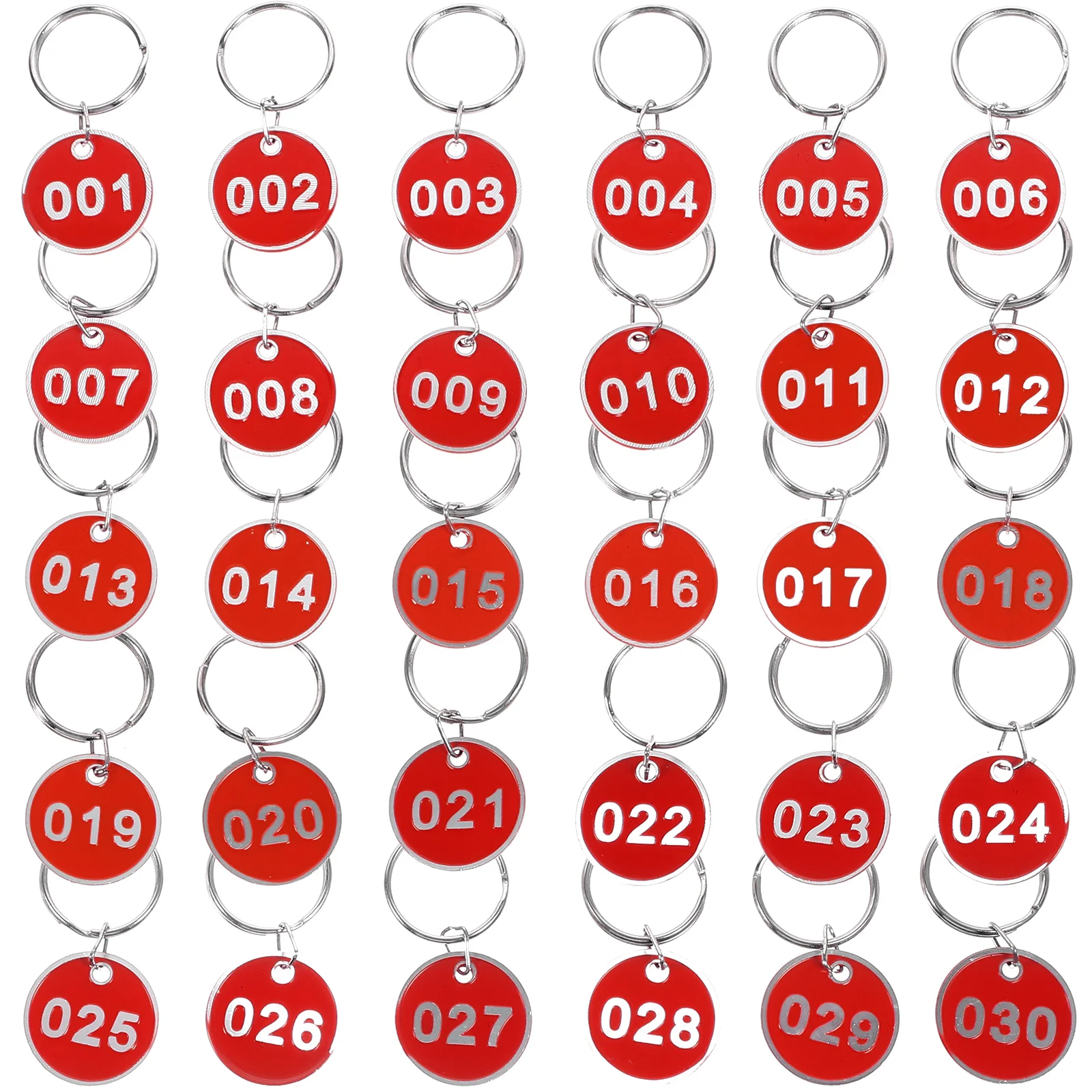 30 Pcs Digital Key Tag Tags with Ring Chain Round Number Rings for Hanging Aluminum Alloy Game