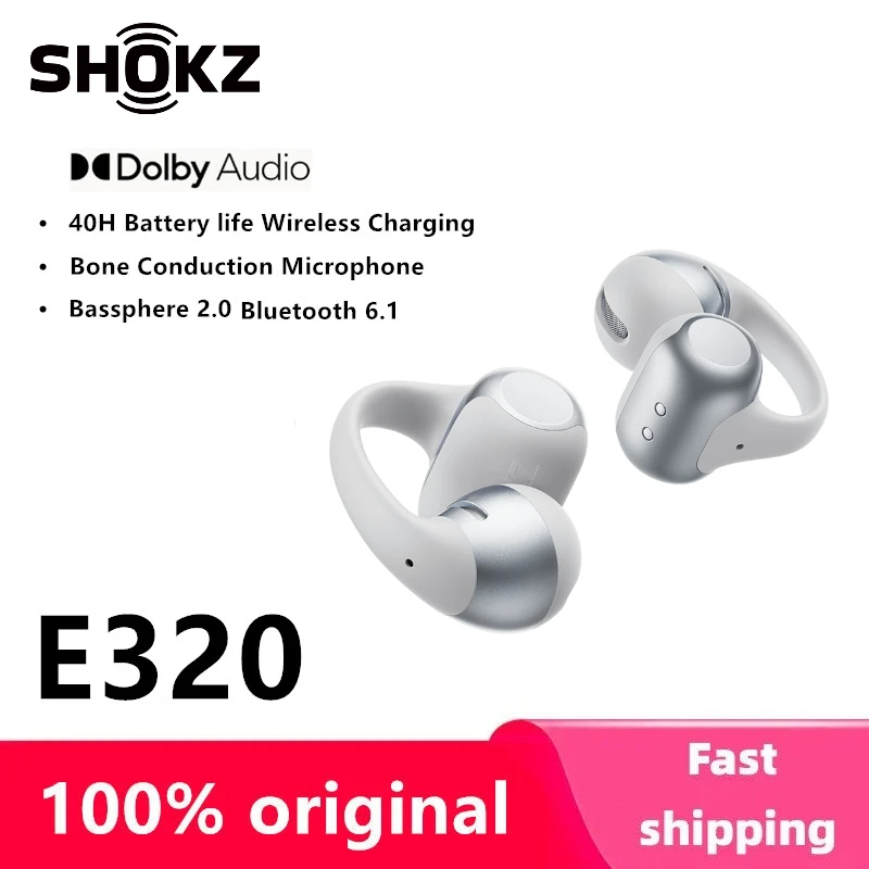 Shokz OpenDots ONE E310 Draadloze Oordopjes Oorklem Dolby Geluid Ultra Lange Standby Open Bluetooth 5.4 Sport Muziek Oordopjes E320