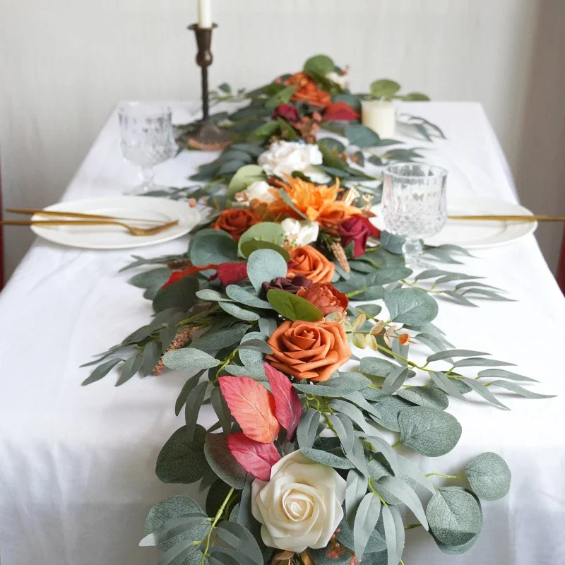 Artificial Flower Garlands for Table Runner Eucalyptus Sweetheart Table Centerpieces for Backdrop Boho Wedding Decoration