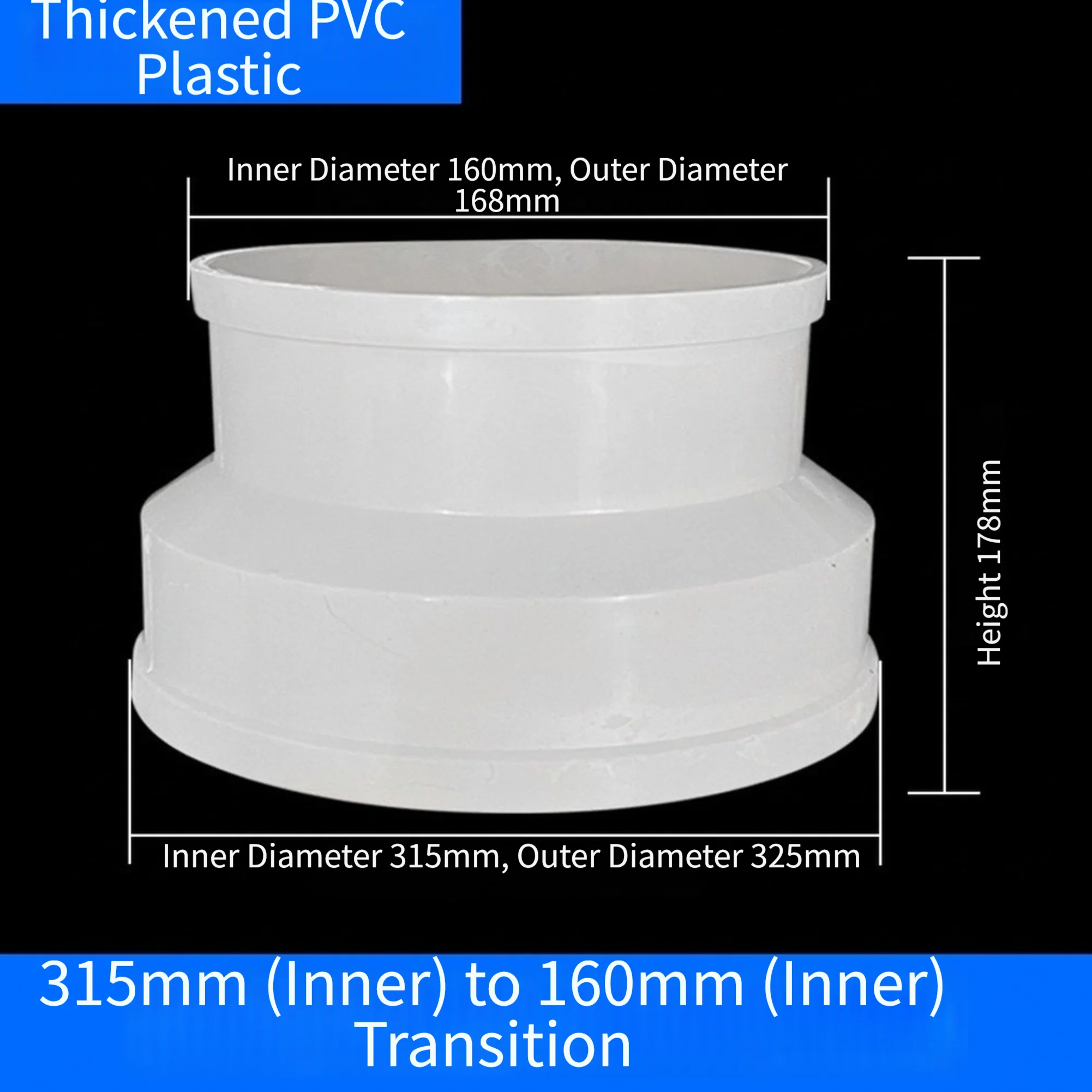 PVC Drain Coupling Adapter for Managing Flow Between Pipes of Different Diameters in Standard Plumbing Layouts