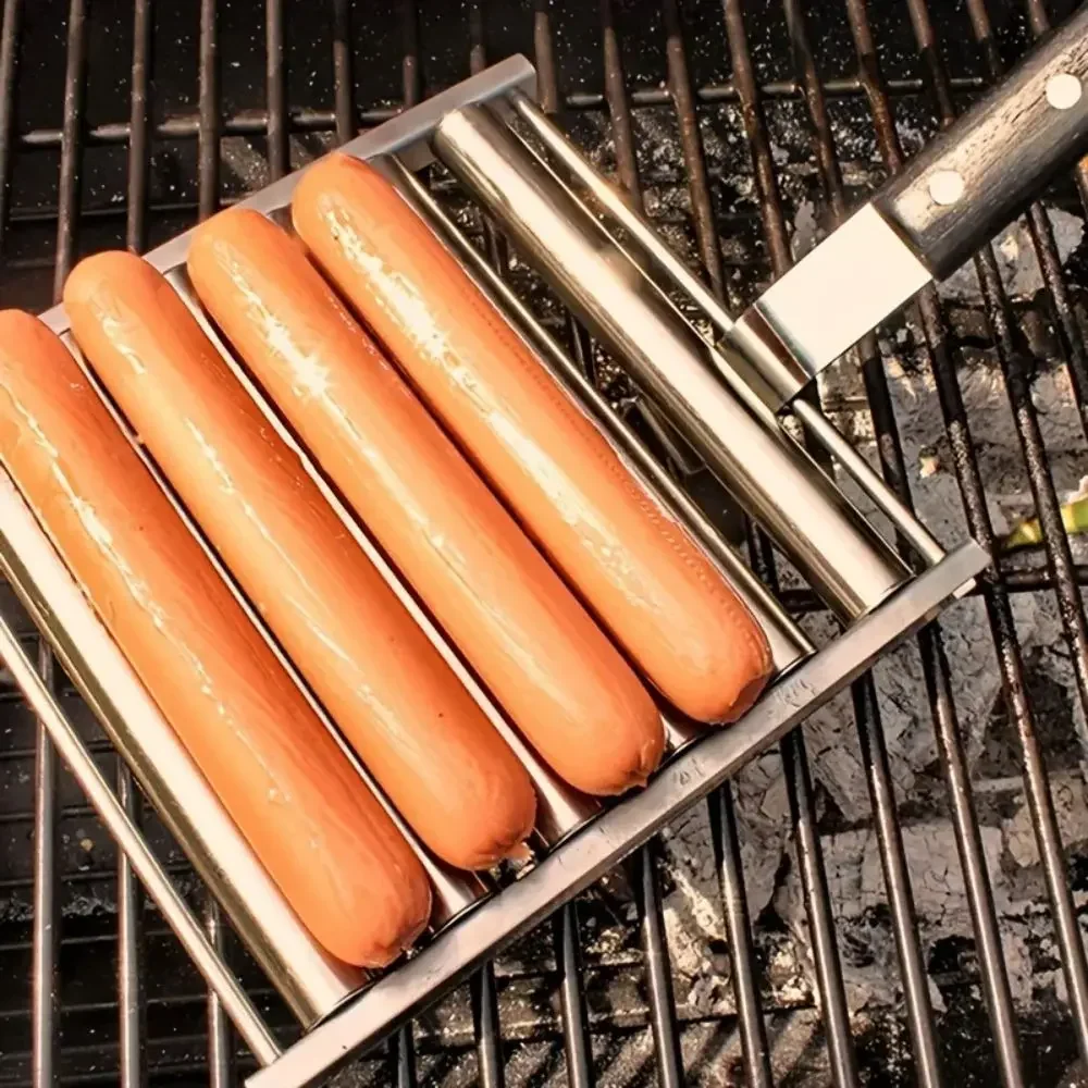 Bbq Worst Grillen Rack Roller Bbq Picknick Camping Bbq Hotdog Grill Pan Home Keuken Barbecue Rvs Worst Roller