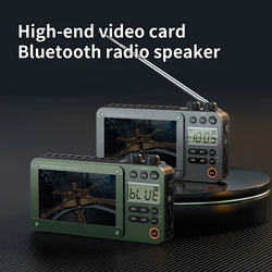 Portable FM/MW/SW Radio Big LED Display Radio Wireless Bluetooth Speaker Dual TF Card Slot MP4 Music Player Video E-books