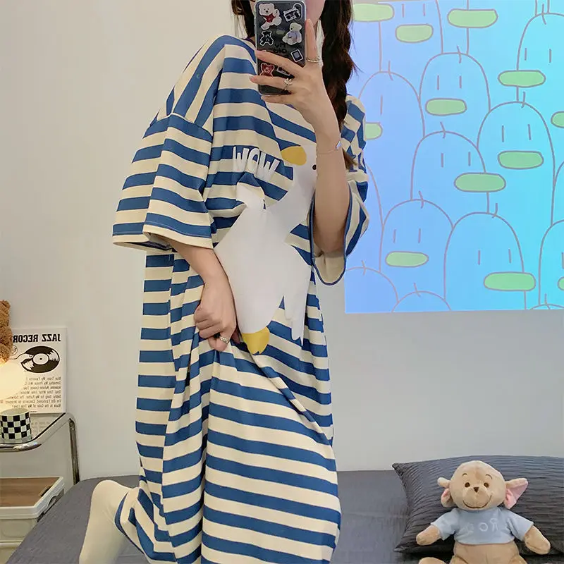 Plus Size 6XL 150KG Women Spring Long Sleeve Sleep Dress Sweet Plaid NightGowns Women Casual Nightwear