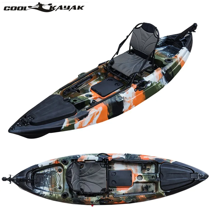 ¡Nuevo! Kayak de pesca de plástico de la mejor calidad, bote de un solo asiento en la parte superior, kayak de mar