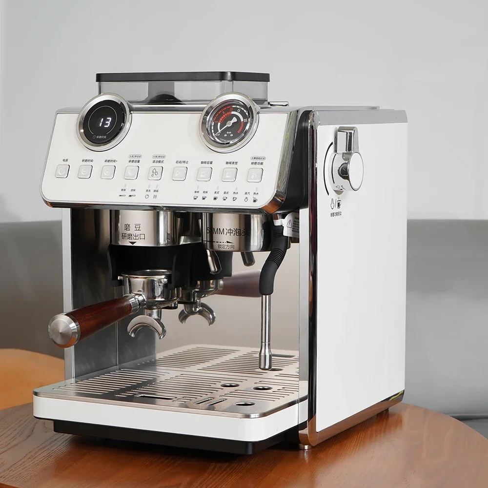 Double Boiler Electric Espresso Machine Semi-Automatic With Beans Grinder Household Hotel Use Car Outdoor Applications