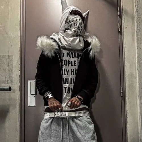 Imagen 2 del producto Gorro esponjoso con capucha, sudadera informal de manga larga de Color sólido, abrigo Retro, tendencia urbana y2k