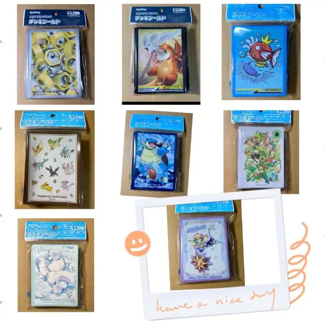 

64 шт./компл. PTCG Pokemon Card Sleeve DIY аниме Trading Card Protector Настольная игра Black Charizard Blastoise Magikarp Vulpix Wave 24