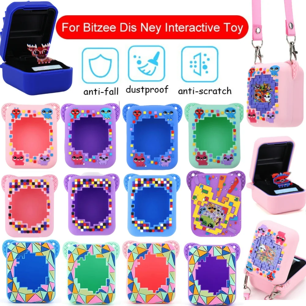 3D Animal Print Silicone Case Protective Case with Lanyard Protective Storage Holder Anti Drop for Bitzee Virtual Electronic Pet