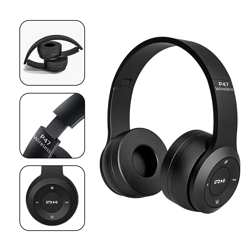 P47 dobrável sem fio bluetooth 50 alta fidelidade estéreo baixo fones de ouvido para música jogos crianças meninas smartphone dispositivo áudio