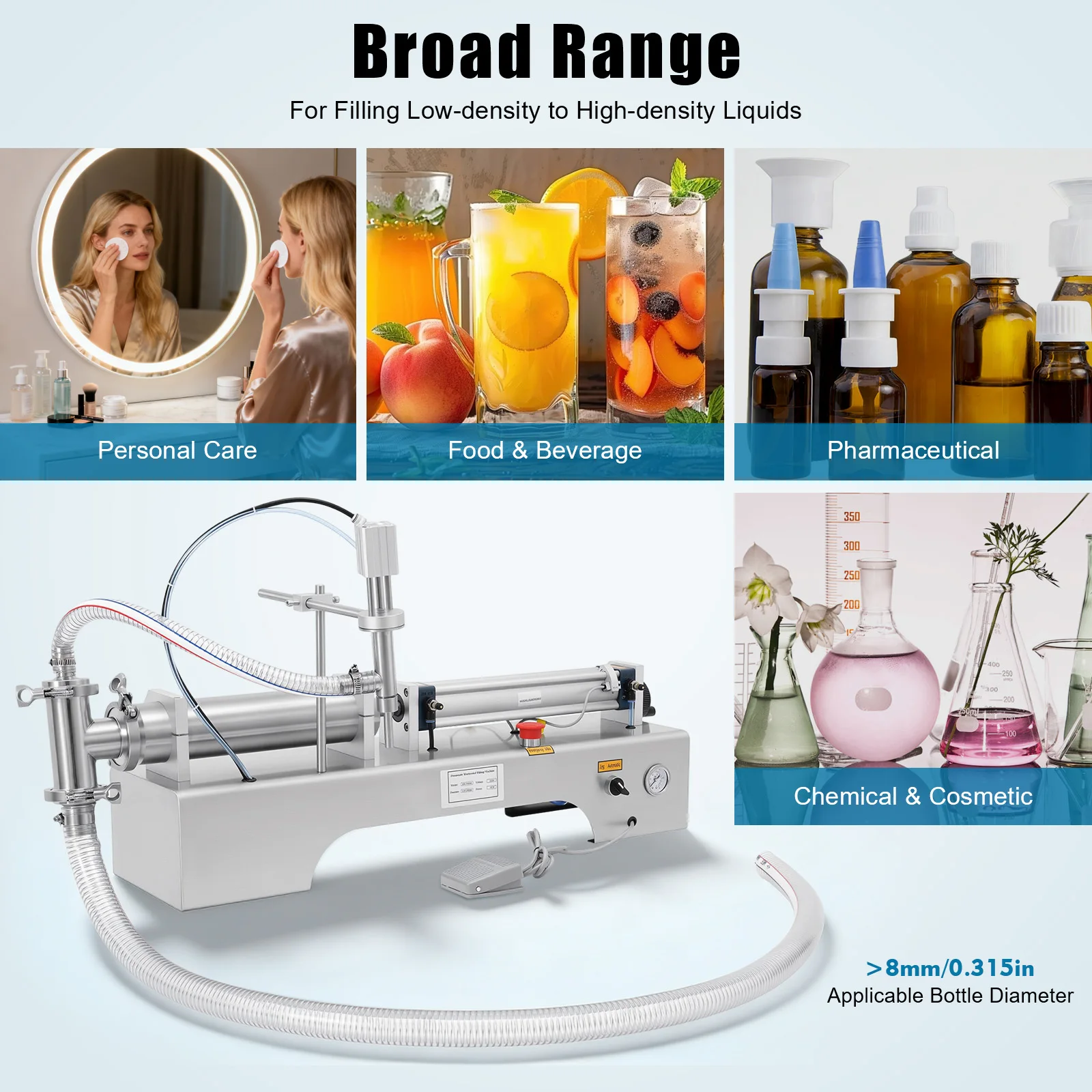 100–1000 ml horizontale pneumatische Flüssigkeitsfüllmaschine, quantitative automatische und steuerbare Füllung, für Saft- und Bierkosmetik – Detail 10