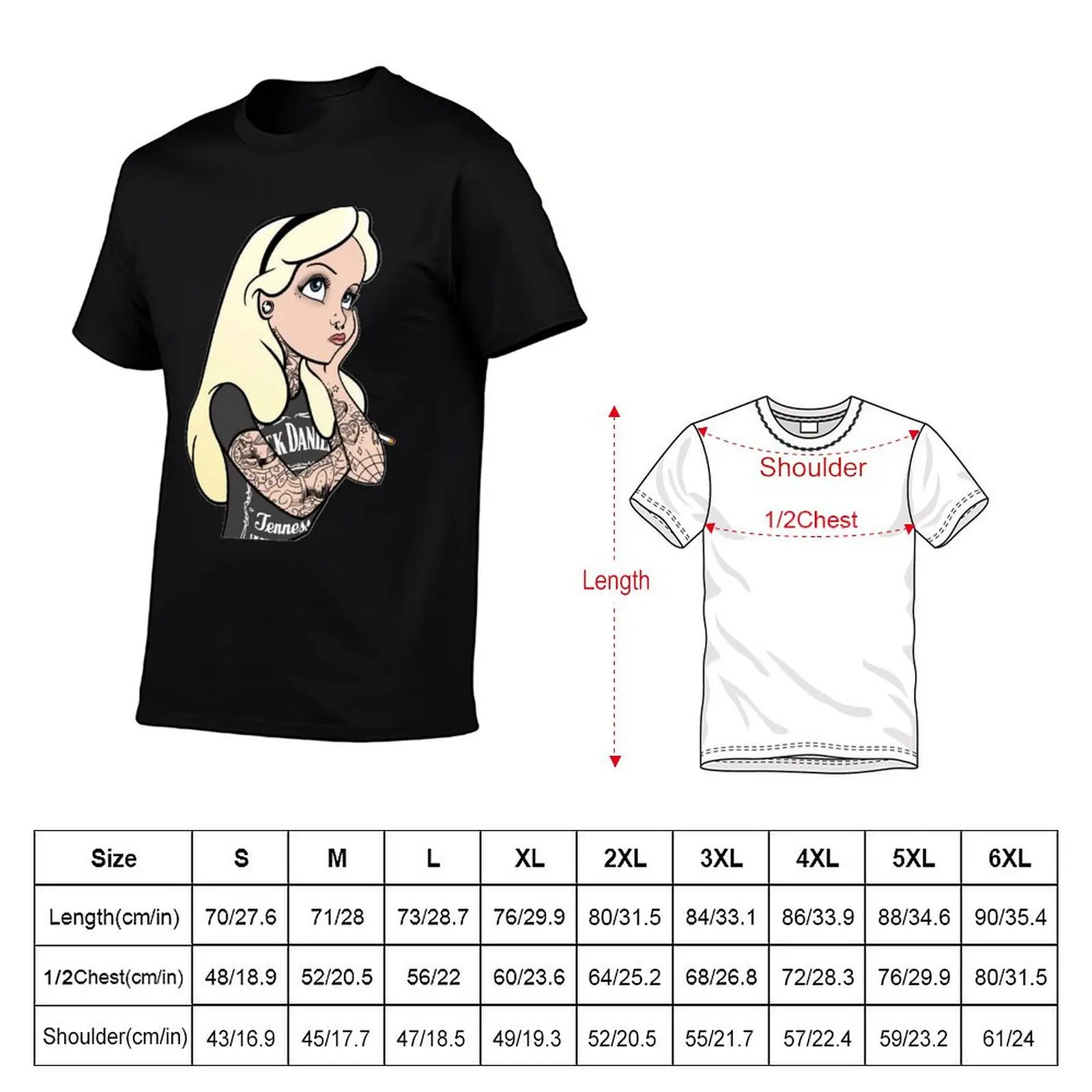 Alice-punk-in-wonderland-Premium-Scoop-T-Shirt Plus Size Outdoor Casual Top T-Shirt
