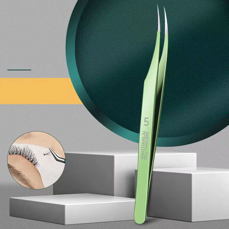 ملقط الرموش تطعيم وصق مقاطع الرموش المزيفة، مشابك ريش ذهبية عالية الدقة، مصممة خصيصًا لمصففي الشعر #4