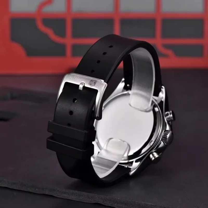 BENYAR 5192 montre à Quartz de luxe décontractée pour hommes lunette en acier bracelet en Silicone étanche multi fonctionnelle veilleuse montre pour hommes cadeau