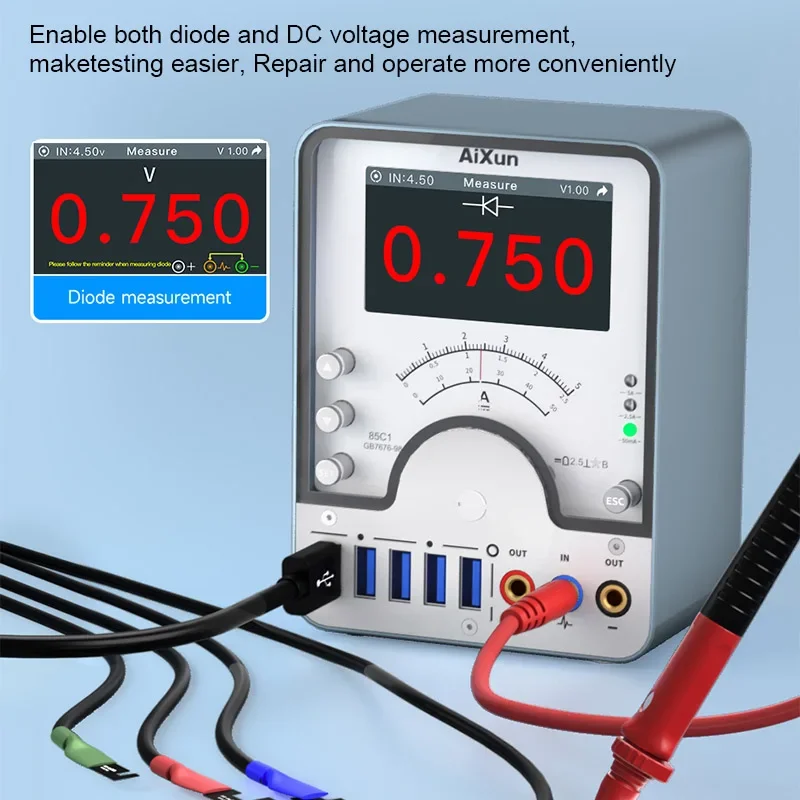 Partner zasilaczy AIXUN PM02 do naprawy telefonów komórkowych Cyfrowy wyświetlacz mechaniczny z jednym przyciskiem Narzędzie do testowania napięcia