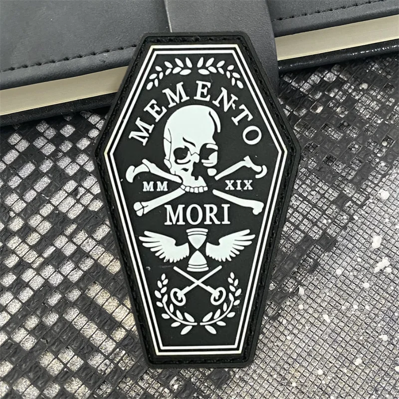 Memento Mori Tactical Skeleton Morale Badge Military Patch Skull PVC Patches Hook and Loop Armband Clothes Backpack Sticker