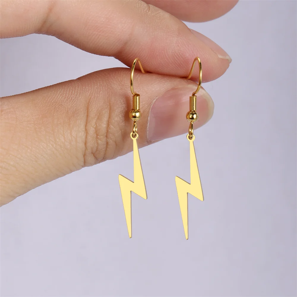 Women's Lightning Drop Earrings Stainless Steel, Punk Style