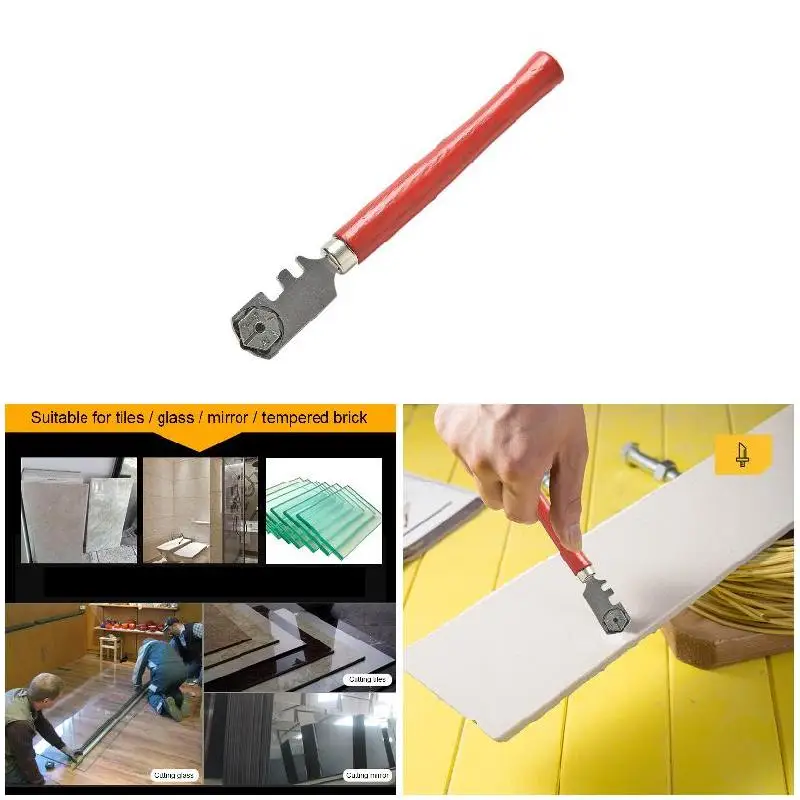 Cortador de vidrio profesional de 6 ruedas estilo alemán, cortador de azulejos de vidrio de 130 mm, herramienta manual portátil para cortar vidrio