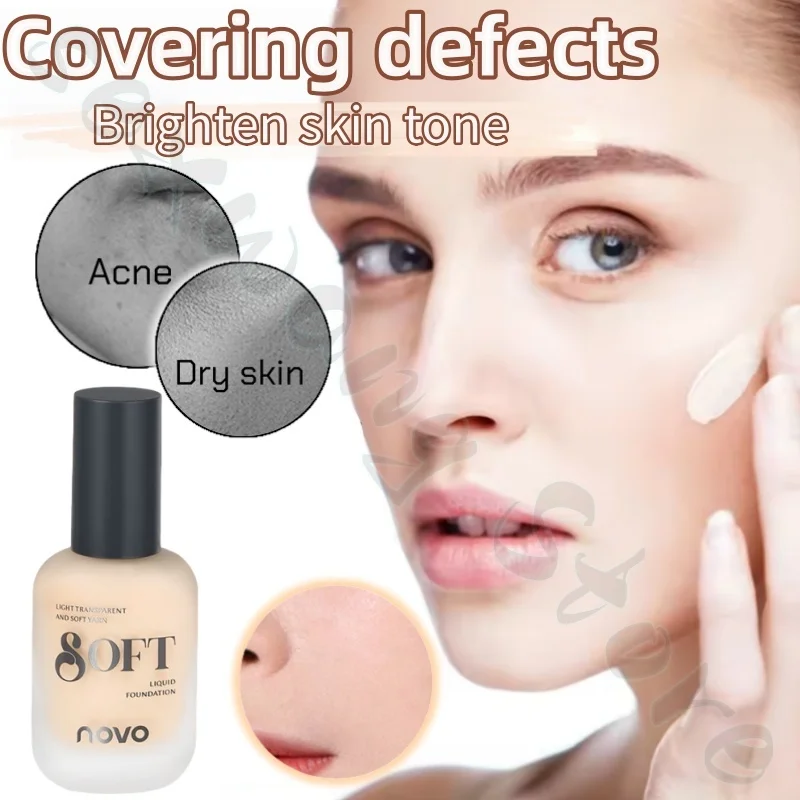 NOVO liquid foundation lasts for a long time and is not easy to remove makeup. Invisible pores improve dullness and depression