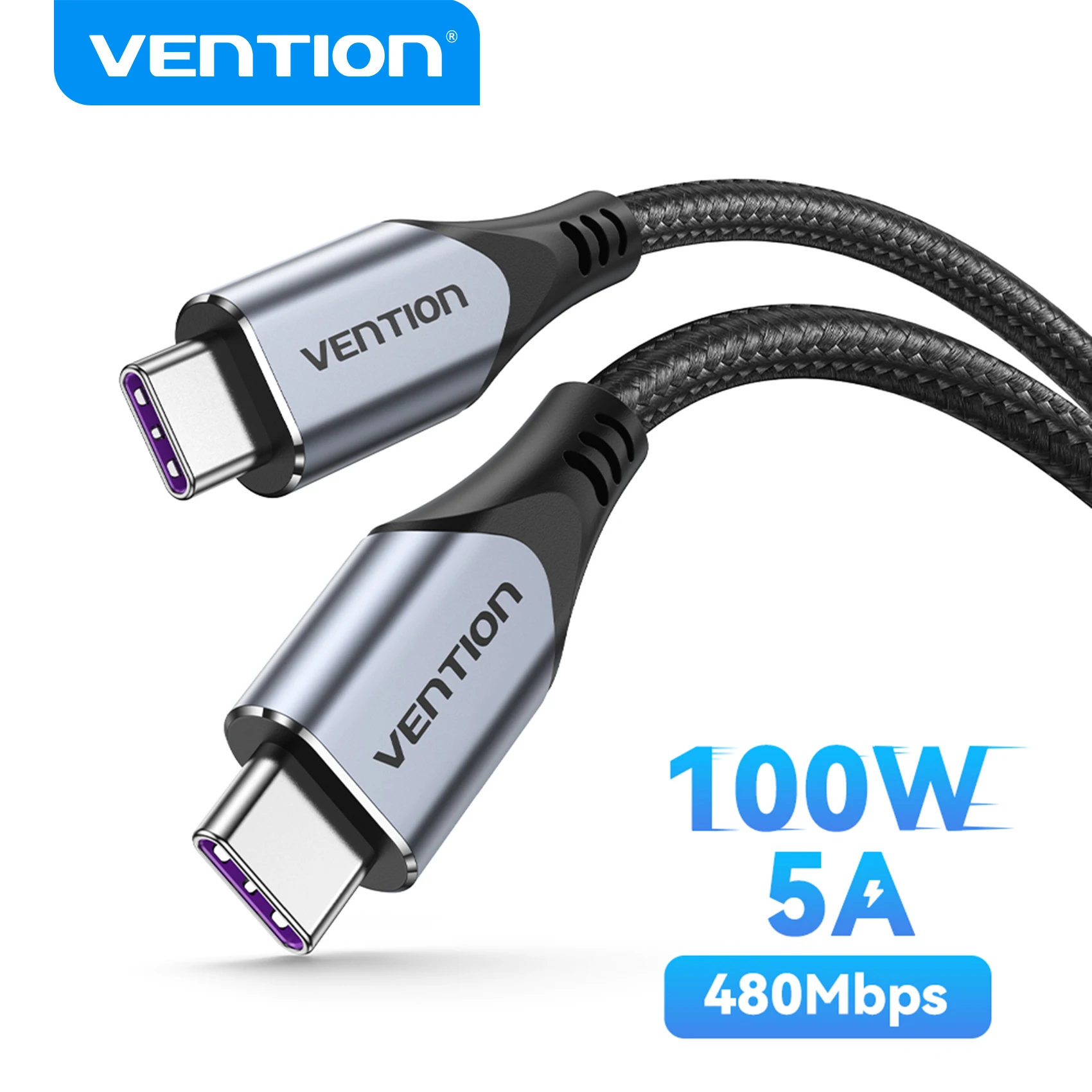 Vention Cable USB‑C 100W PD Carga Rápida iPhone Samsung Xiaomi MacBook - imagen 5