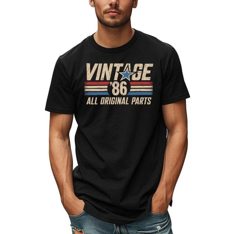 

Футболка с оригинальным принтом на 40-летие для мужчин, винтажная классическая модная уличная одежда, с коротким рукавом, 1986, подарок на день рождения, футболка для отца