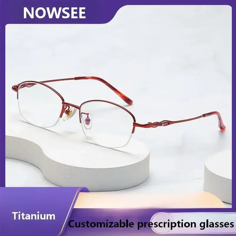 

NOWSEE Half Frame Titanium Optical Ultra Light Glasses Frames For Women Customized Prescription Eyeglasses Women's Eyewear