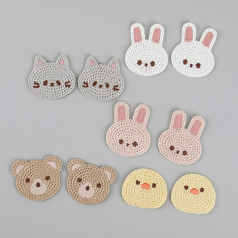 10 Pcs Little Bear Rabbit Cute Chicken Cat Cartoon Embroidered Cloth Sticker Bag Hair Woolen Sweater Shoes and Socks Accessories