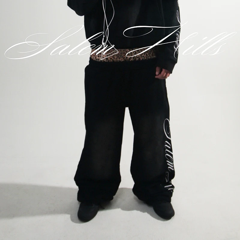 

Осенне-зимняя уличная одежда, свободные повседневные брюки с двойной талией, повязка на голову, удобные брюки с буквенным принтом