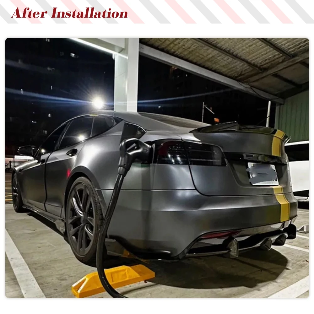 Car Rear Bumper Exhaust Diffuser Lip Spoiler for Tesla Model S Plaid 2021-2023 Carbon Fiber Rear Bumper Diffuser Lip Body Kits