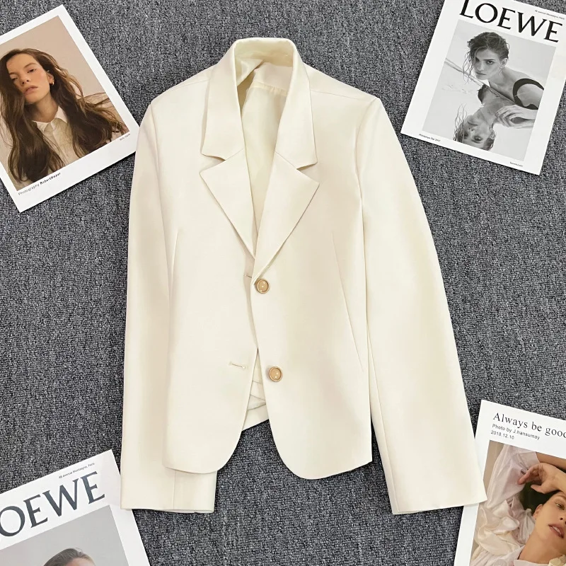 

Cream-colored short suit coat female new age season 2023 single-breasted fashion design feeling small suit