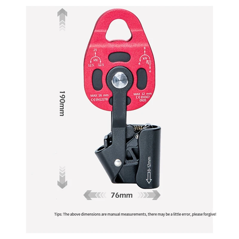 Ascender Heberolle 4KN Klettern Locking Rigging Lifter Outdoor Tragbare Notfall-Bergsteigerausrüstung