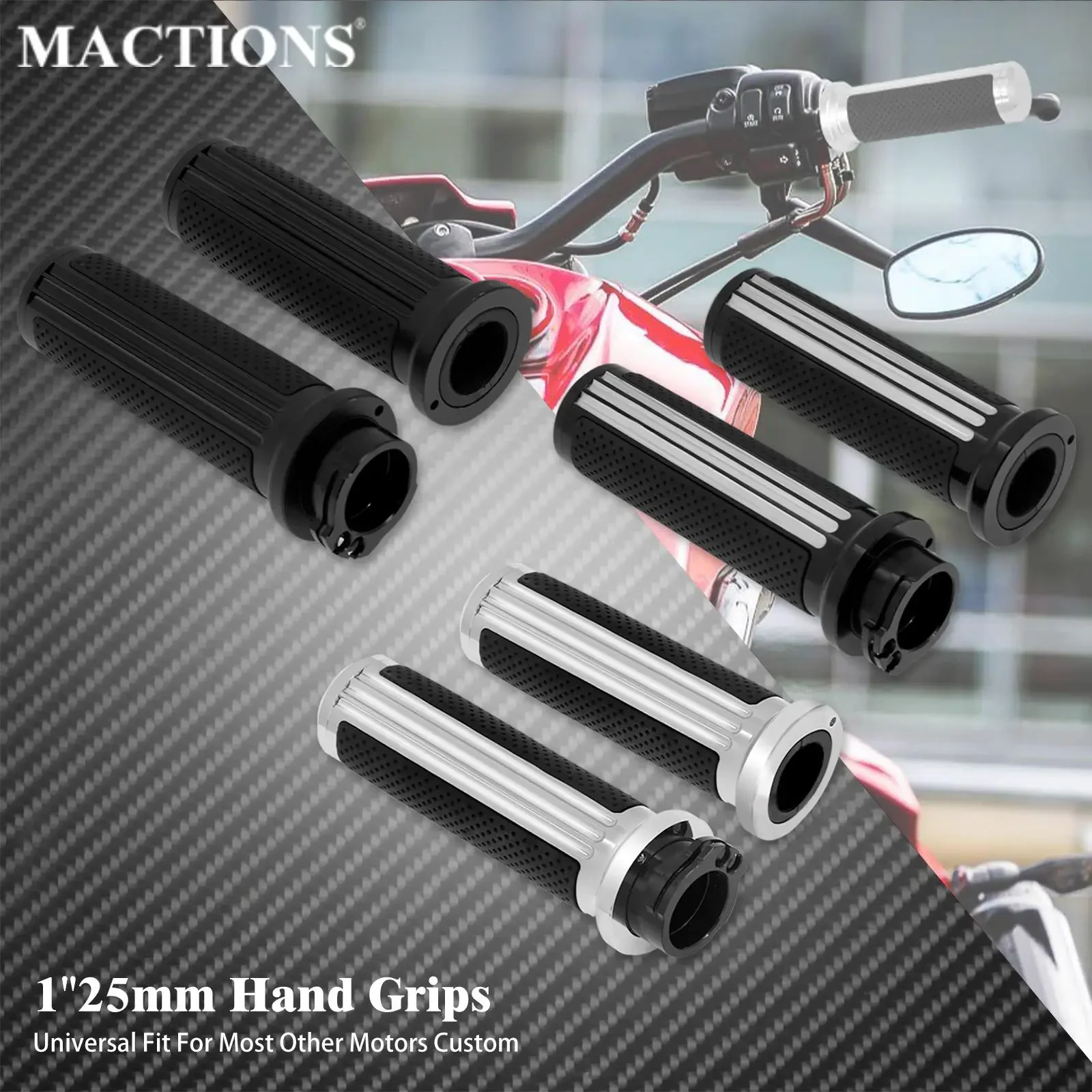 

Motorcycle 1" Handle Bar 25mm Hand Grips Black Chrome For Harley Dyna Softail Touring Road King Sportster XL 1200 883 72 VRSC CR