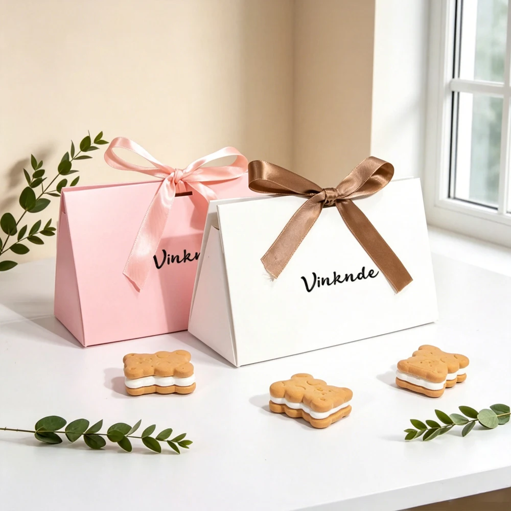 

50/100pcs Kraft Paper Box with Ribbon 16x10x6.5cm Gift Jewelry Packaging Earring Bracelet Wedding Favor Cookie Candy Treat Box