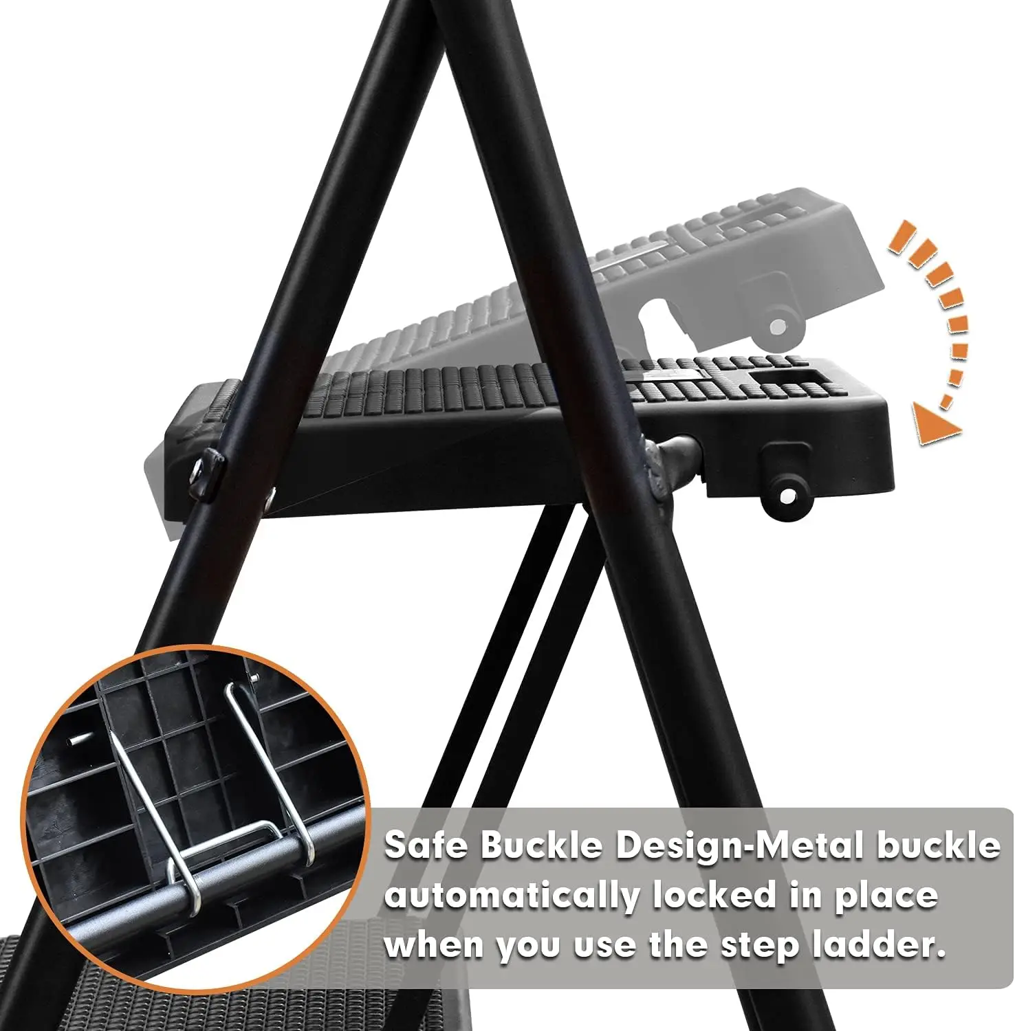 4 Step Ladder, HBTower Folding Step Stool with Tool Platform,Sturdy Steel Ladder, Lightweight 330lbs Portable Steel Step Stool