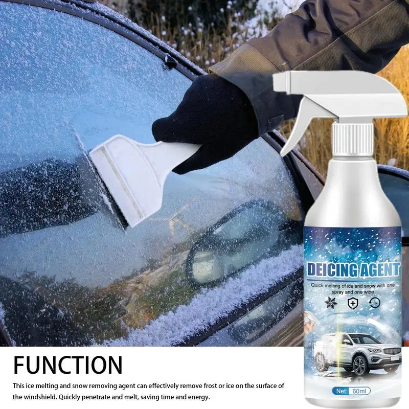 60ML Car Deicing Agent Winter Car Snowmelt Spray Automobile Defrost Tool Remove Snow Ice Frost Melting Defrost Antifreezing